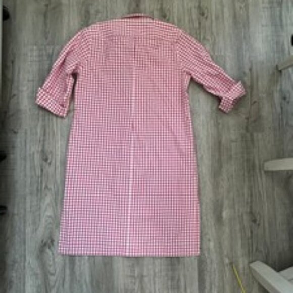F. by Faconnable Pink Gingham Midi Shirt Dress Button Down Cotton Blend Size XL - Picture 6 of 12